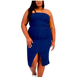 Trendy Plus Size Strapless Denim
Bodycon Dress- 2X🤩